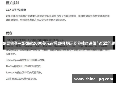 魏震禁赛三场罚款2000美元背后真相 揭示职业体育道德与纪律问题